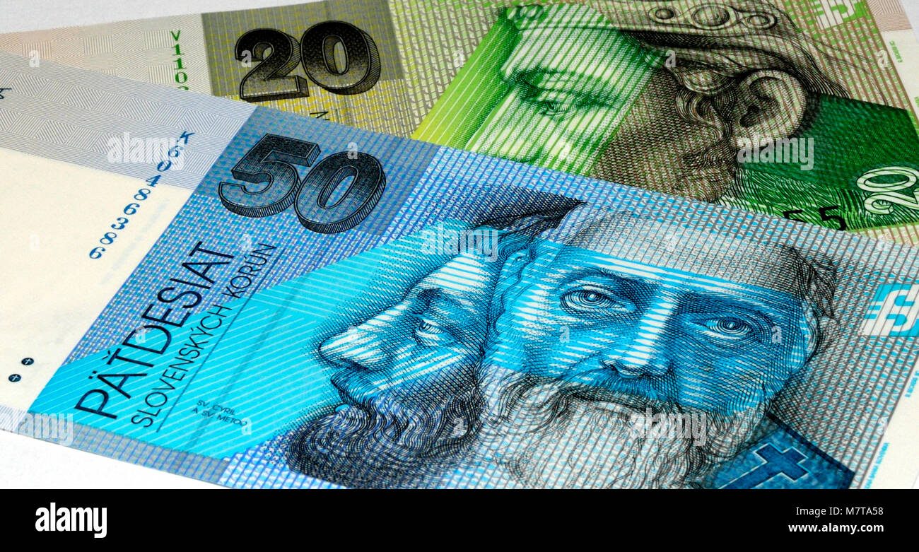 Slovakia Korun Currency Bank Notes Stock Photo Alamy