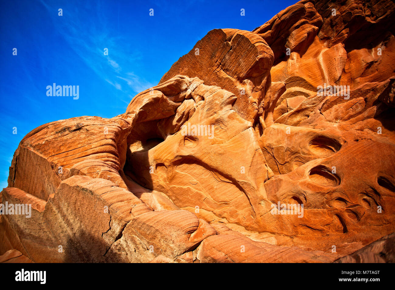 Beautiful eroded sandstone rock formations in Nevada's Valley of Fire State Park Stock Photo