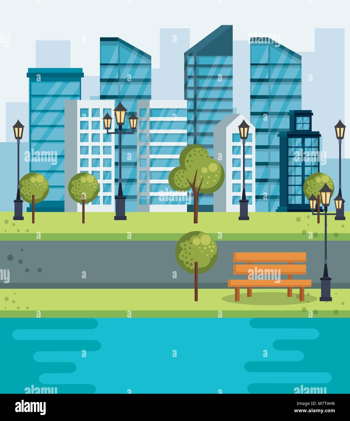 park urban cityscape scene Stock Vector Image & Art - Alamy