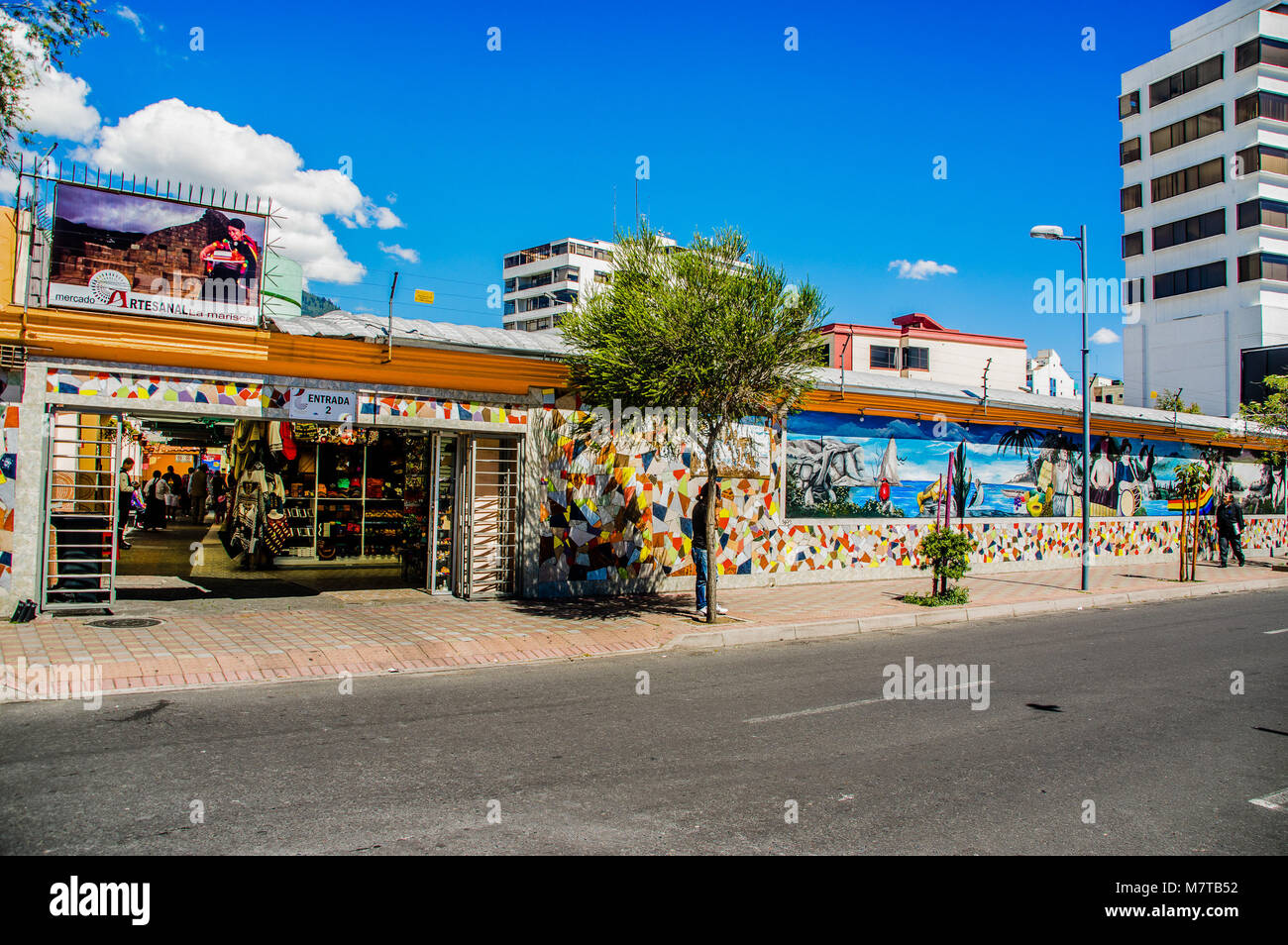 QUITO, ECUADOR, JANUARY 02, 2018: Outdoor view of the first handycrafts market located between reina Victoria and Jorge Washington avenue in the city of Quito, Ecuador South America Stock Photo