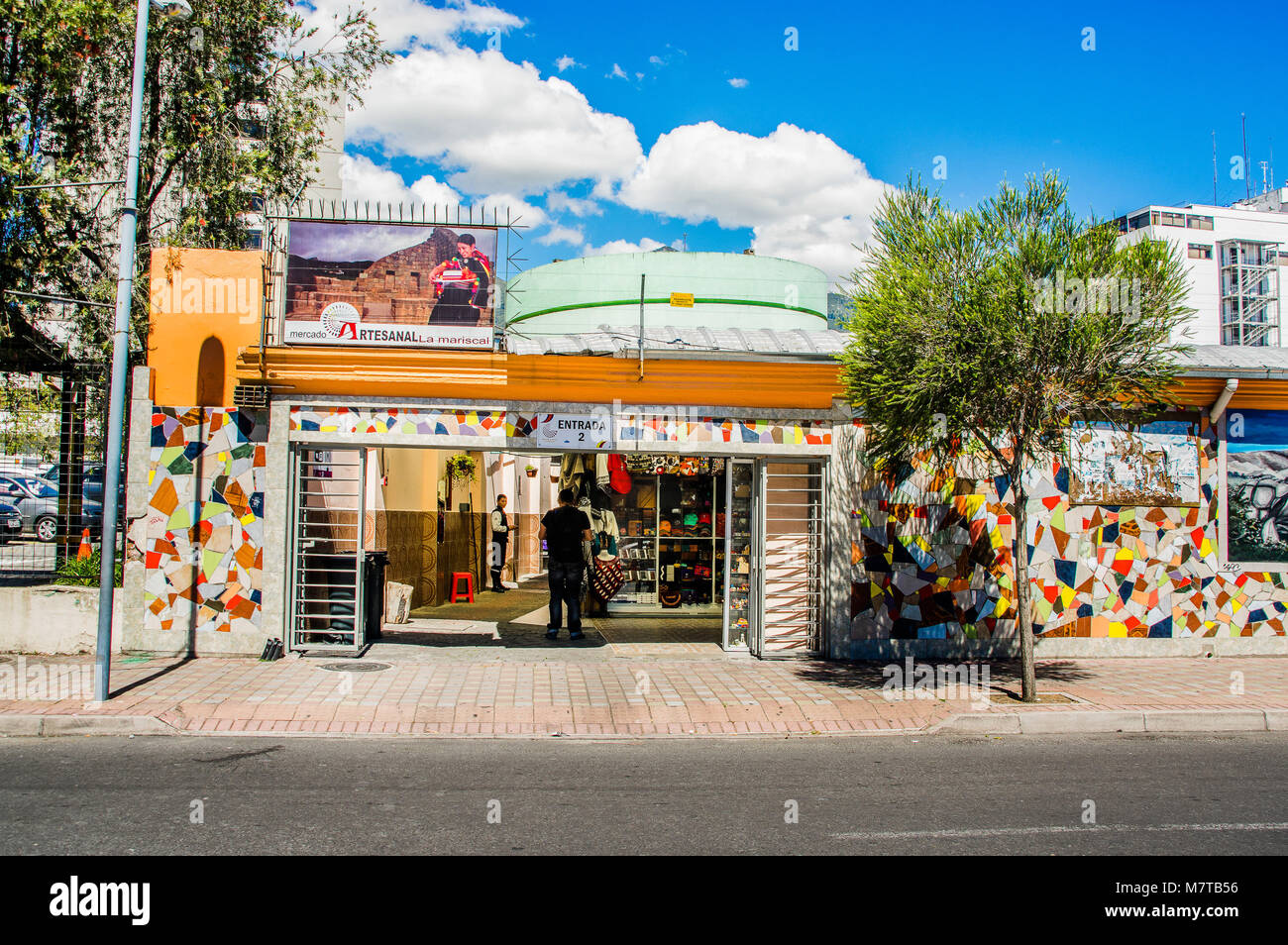 QUITO, ECUADOR, JANUARY 02, 2018: Outdoor view of the first handycrafts market located between reina Victoria and Jorge Washington avenue in the city of Quito, Ecuador South America Stock Photo