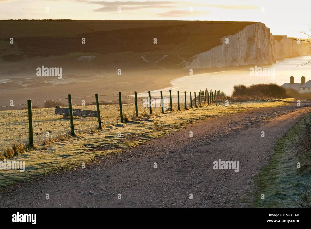Path leading to Coastguard Cottages at Seven Sisters Country Park Stock Photo