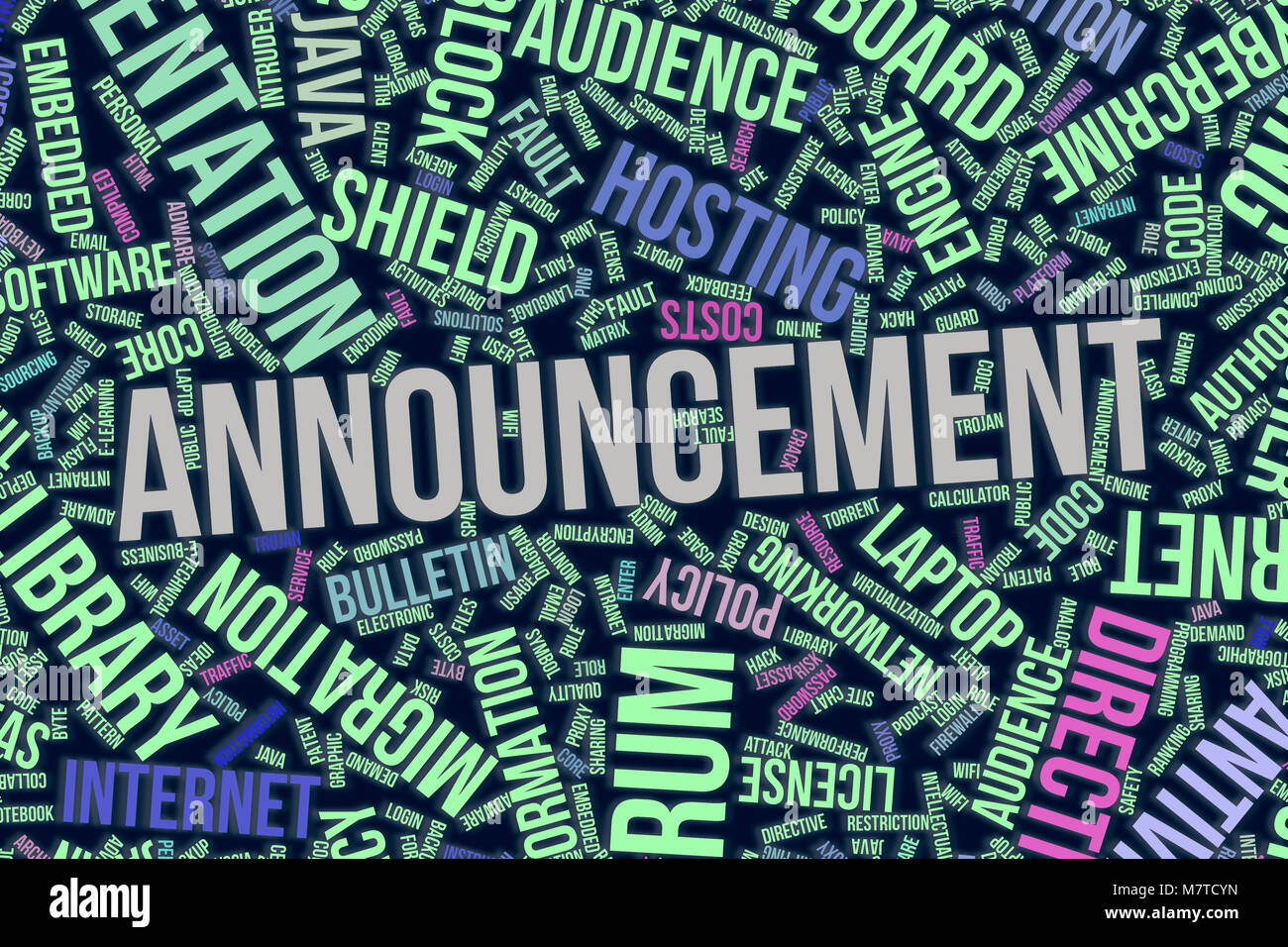 Announcement, IT, information technology conceptual word cloud for for