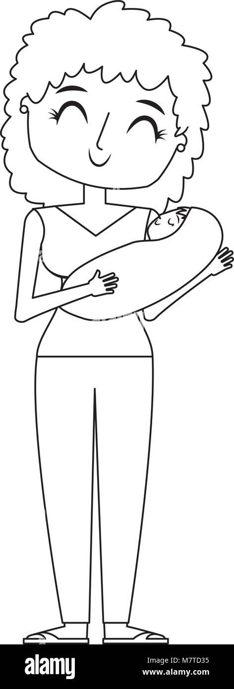 mom holds the baby in her arms Stock Vector