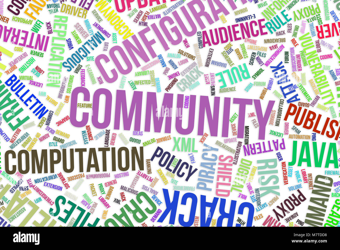 Community, IT, information technology conceptual word cloud for for design wallpaper, texture or background Stock Photo