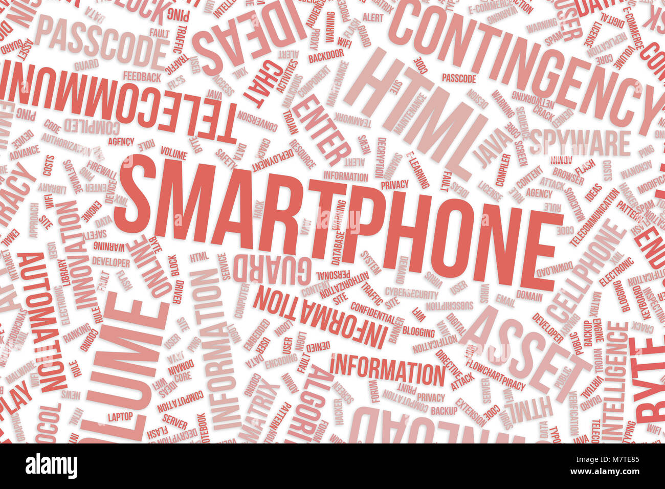 Smartphone, IT, information technology conceptual word cloud for for design wallpaper, texture or background Stock Photo