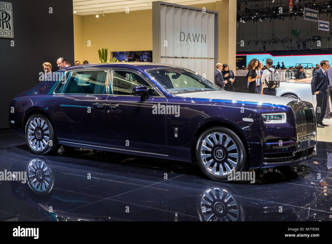 GENEVA, SWITZERLAND - MARCH 6, 2018: New Rolls Royce Bespoke luxury car reveiled at the 88th Geneva International Motor Show. Stock Photo
