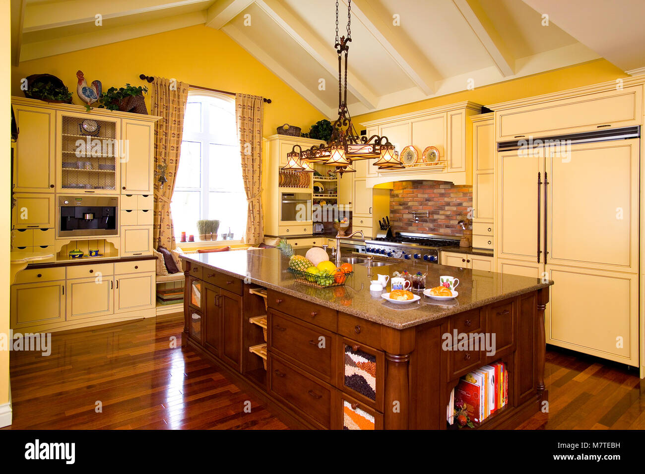 Beautiful kitchen with granite counter top in a luxurious house Stock Photo