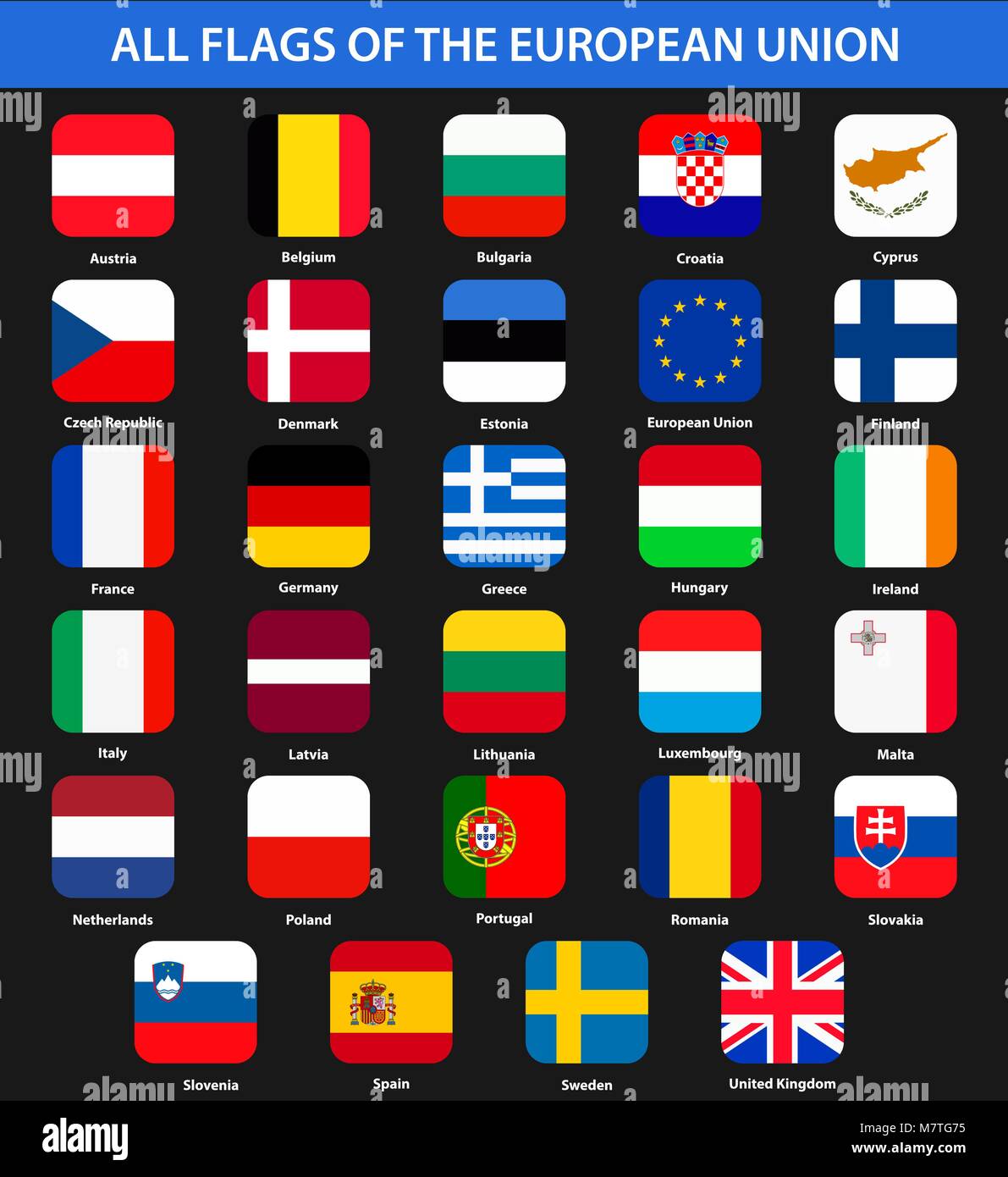 All flags of the countries of the European Union. Flat style Stock Vector  Image & Art - Alamy