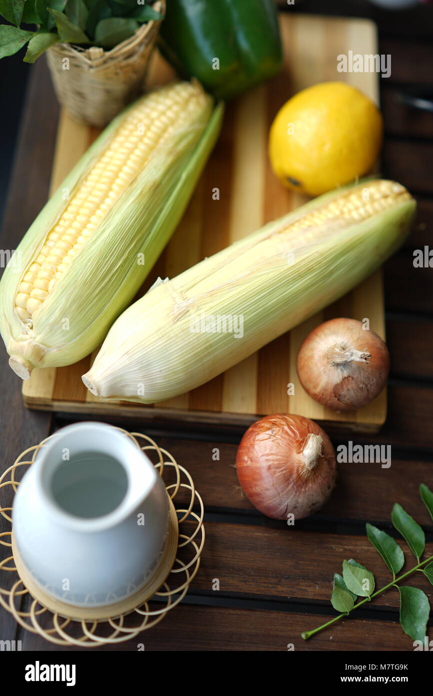 Assorted vegetable on a table - eat veg and be healthy Stock Photo
