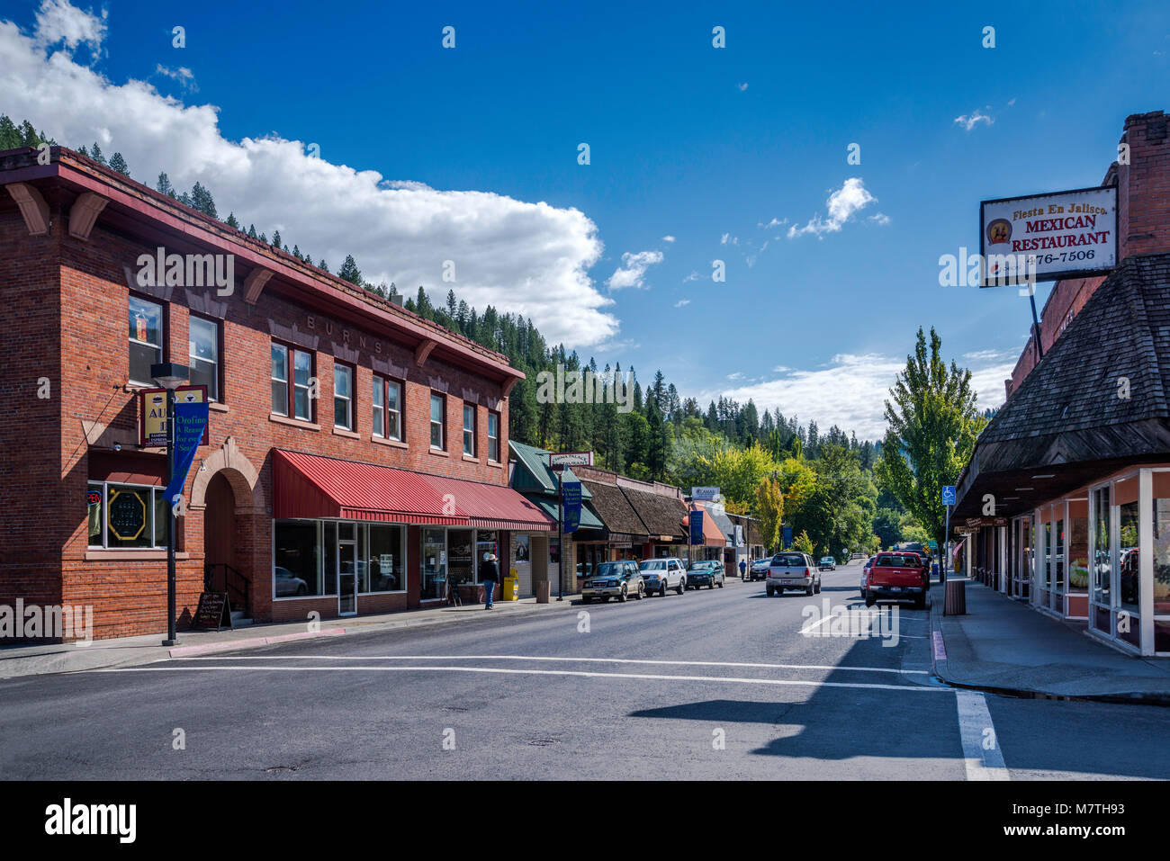 Johnson Avenue in Orofino, Northwest Passage Scenic Byway, Idaho, USA Stock Photo