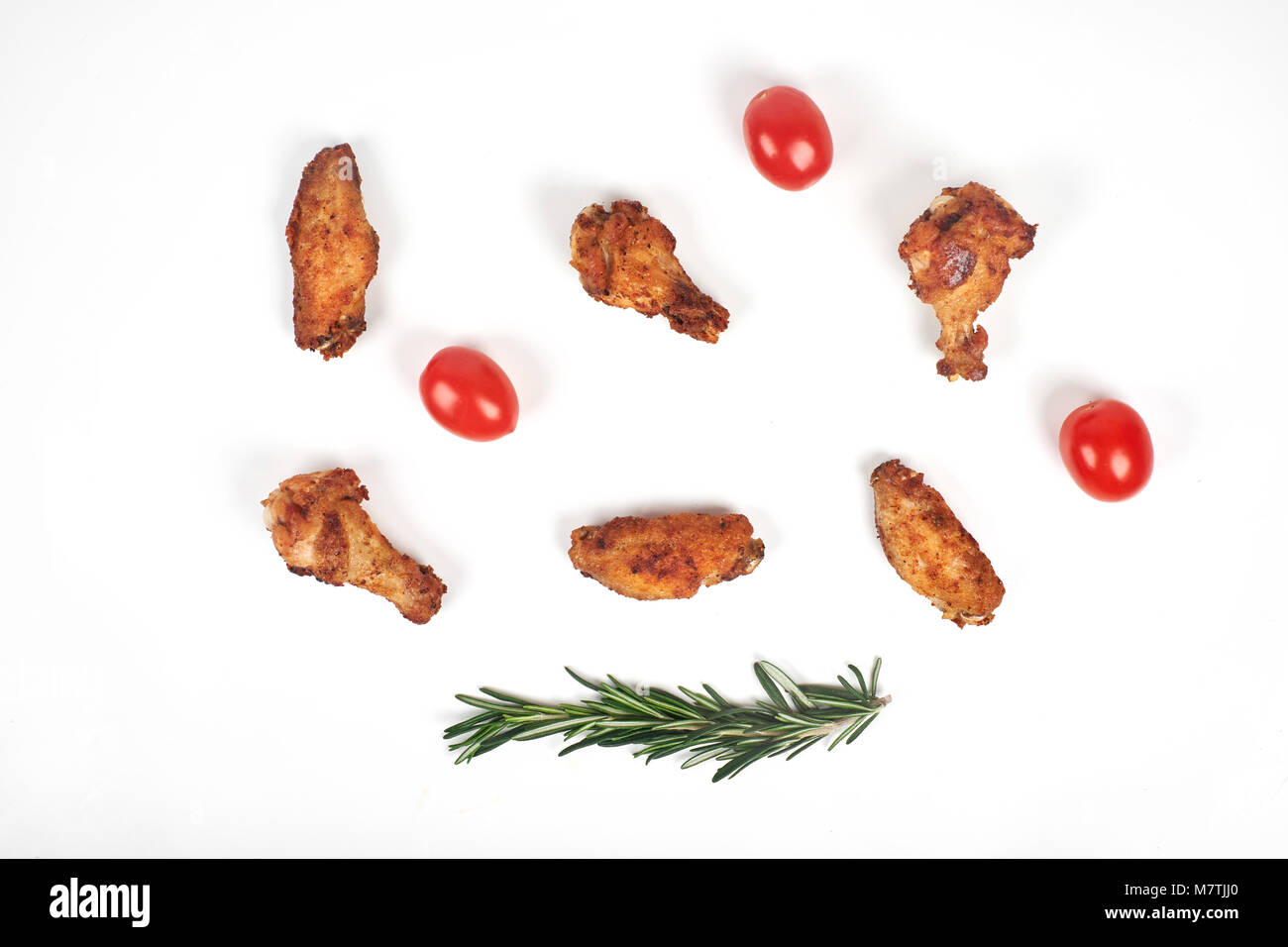 barbecue chicken wings on white background Stock Photo