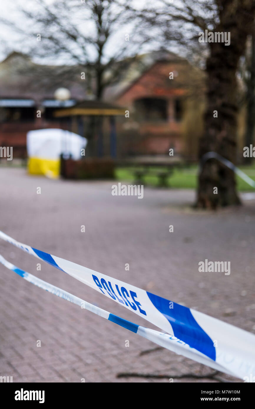 Salisbury, Wiltshire, UK. 13th March 2018. There is a lot less police activity in the centre  of Salisbury today though areas are still cordoned off from the public. Credit: © Paul Chambers / Alamy Stock Photo/Alamy Live News Stock Photo