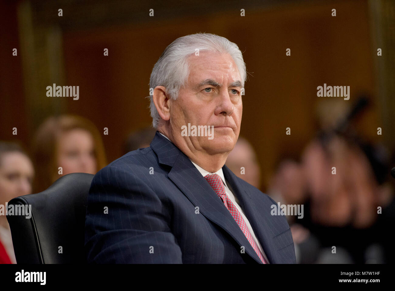 ***FILE PHOTO*** Trump Fires Tillerson As secretary Of State Rex Wayne Tillerson, former chairman and chief executive officer of ExxonMobil testifies before the United States Senate Committee on Foreign Relations considering his nomination of to be Secretary of State of the US on Capitol Hill in Washington, DC on Wednesday, January 11, 2017. Credit: Patsy Lynch/MediaPunch Stock Photo