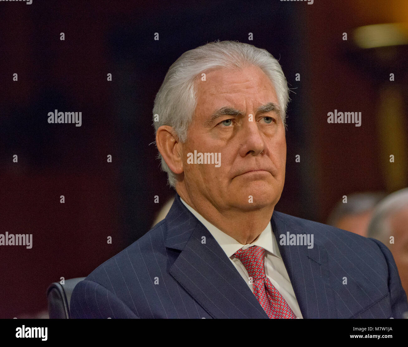 ***FILE PHOTO*** Trump Fires Tillerson As secretary Of State Rex Wayne Tillerson, former chairman and chief executive officer of ExxonMobil testifies before the United States Senate Committee on Foreign Relations considering his nomination of to be Secretary of State of the US on Capitol Hill in Washington, DC on Wednesday, January 11, 2017. Credit: Patsy Lynch/MediaPunch Stock Photo