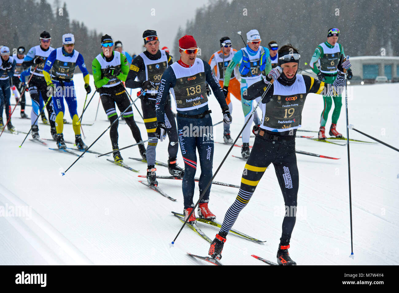 Cross country skiers at the 50th Engadin Skimarathon, 11 March ...