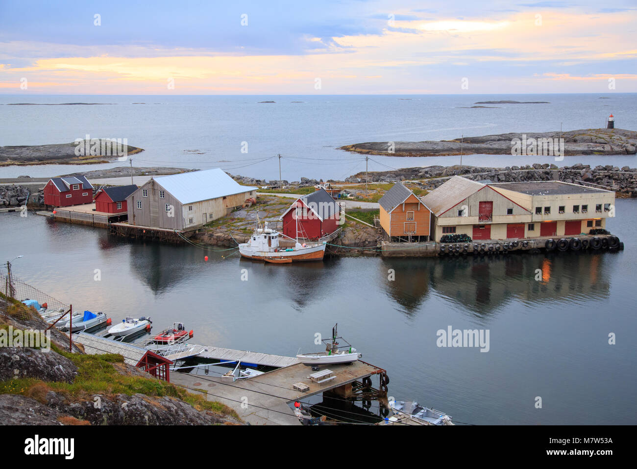 Boat Houses On Ona Island Old Fishing Community In Sandoy 