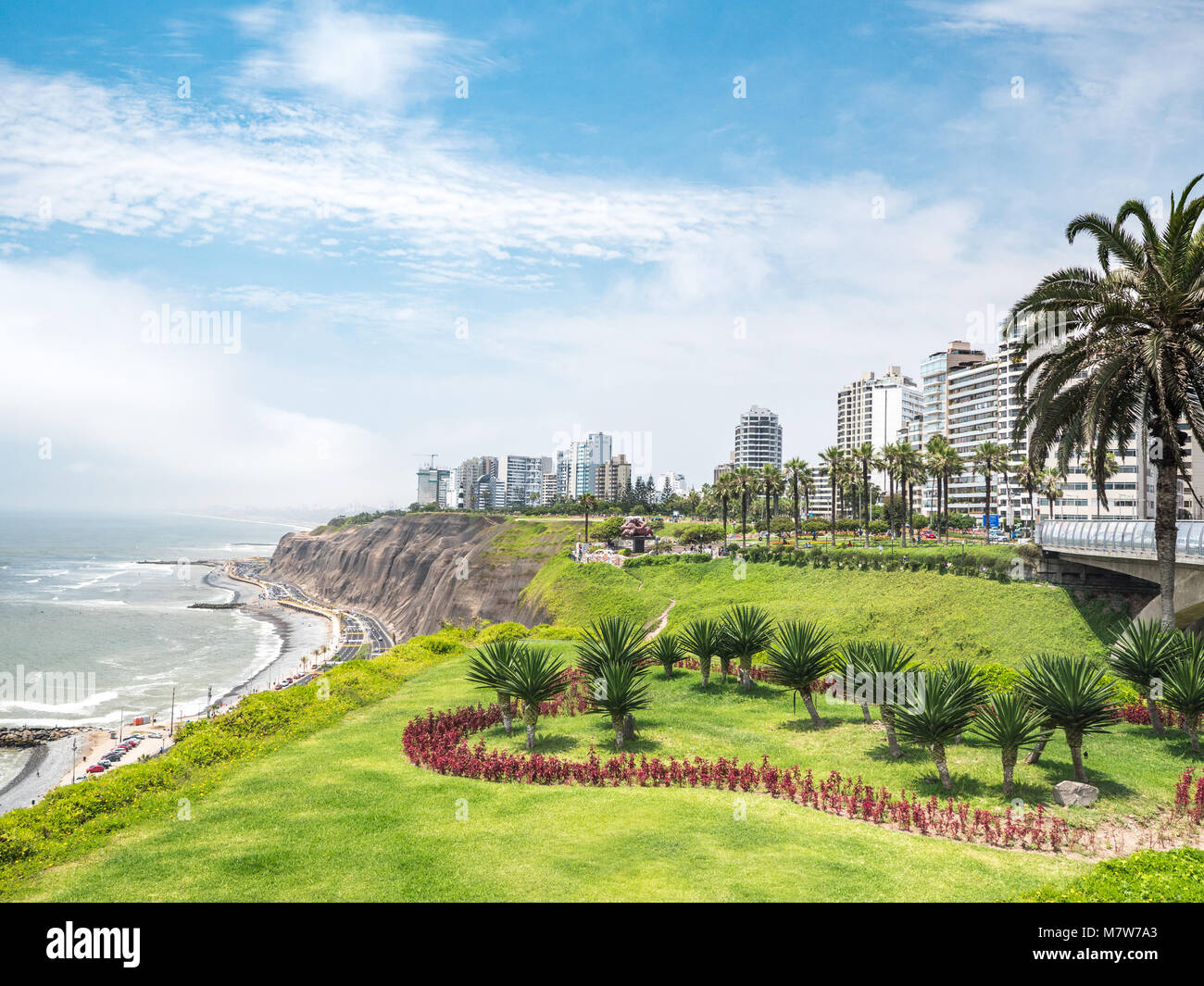 View of la Costa Verde coast along the Miraflores neighborhood in Lima, Peru Stock Photo