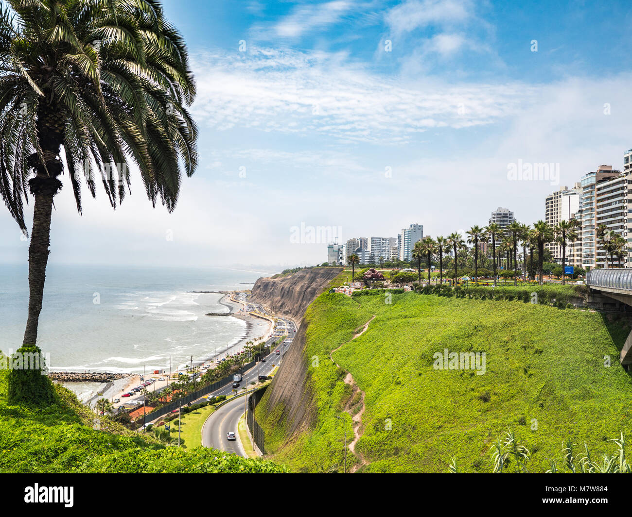 View of la Costa Verde coast along the Miraflores neighborhood in Lima, Peru Stock Photo