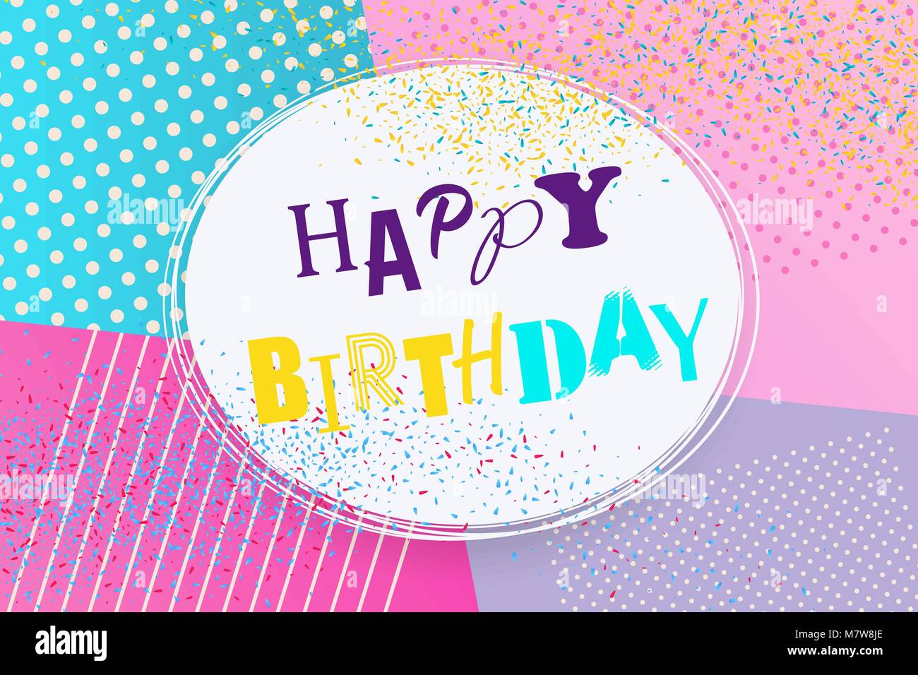 Happy birthday memphis style pop art poster Stock Vector Image & Art