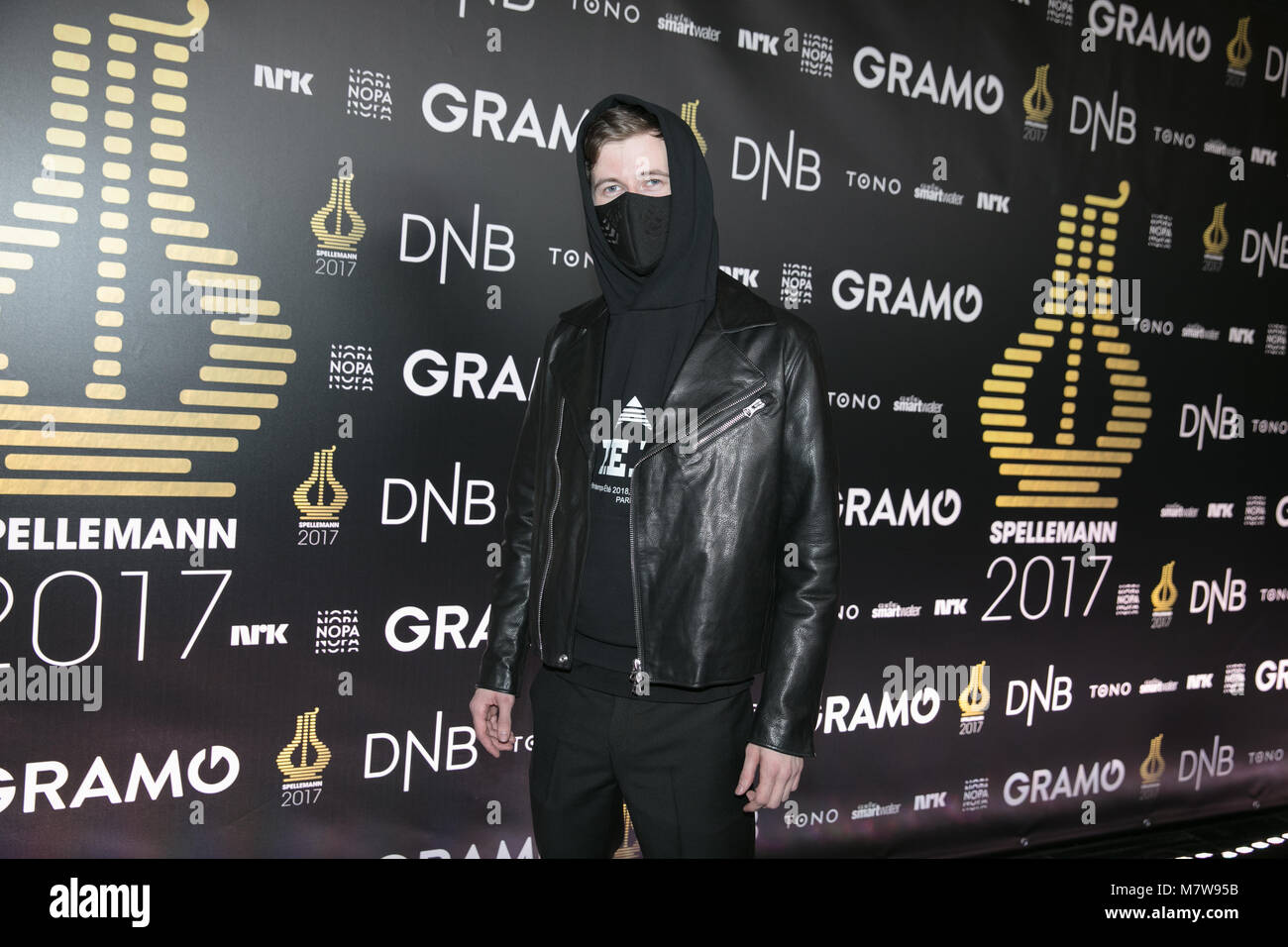 Norway, Oslo - February 25, 2018. The Norwegian record producer Alan Walker seen at the red carpet at the Norwegian Grammy Awards, Spellemannprisen 2017, in Oslo. (Photo credit: Gonzales Photo - Stian S. Moller). Stock Photo