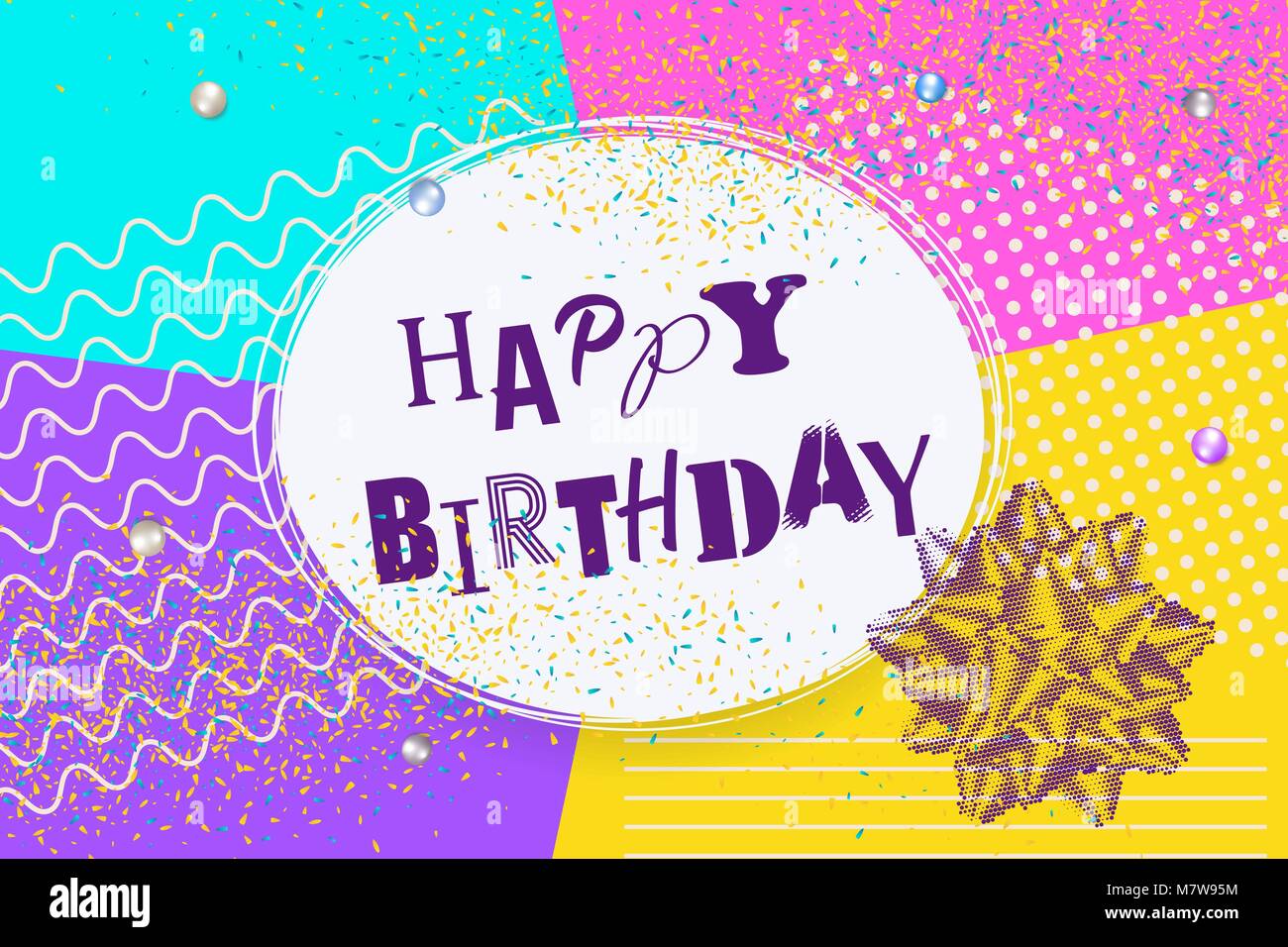 Happy birthday memphis style pop art poster Stock Vector Image & Art