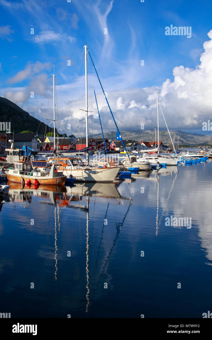 Kalvaag - a small village in Bremanger Norway - once one of the largest fishing communities by the coast, today an attractive tourist destination Stock Photo