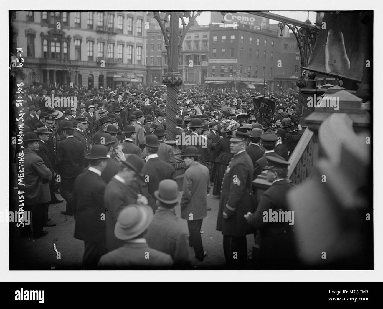 A photograph of a socialist meeting at Union Square in New York City on ...