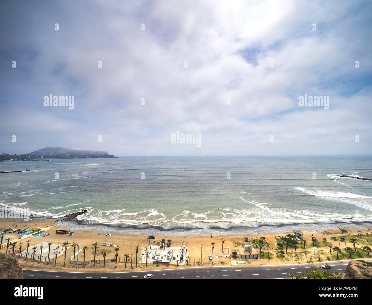 View of the Pacific Ocean from Lima coast, Peru Stock Photo
