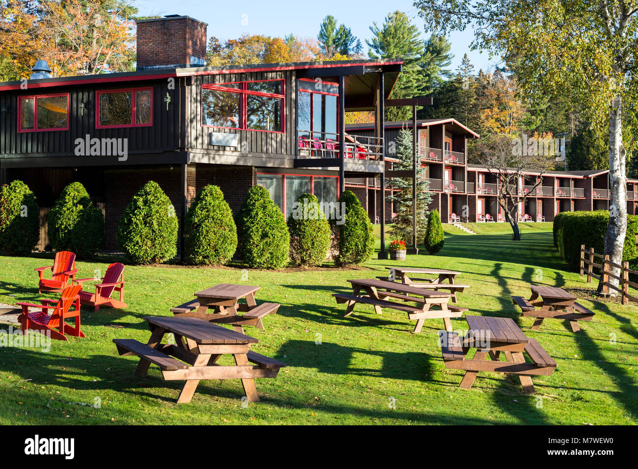Lake Placid, New York, USA. Lake House, High Peaks Resort Stock Photo