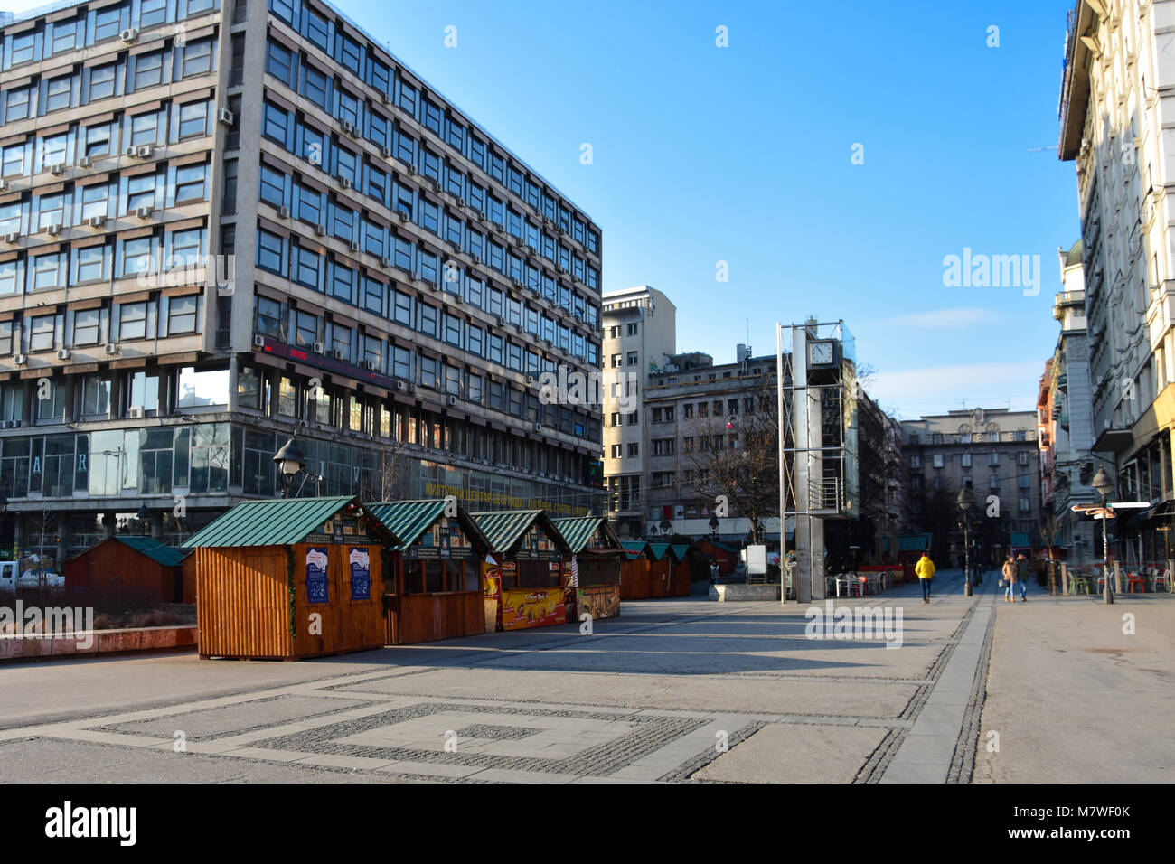 Belgrade, Serbia. February 10, 2017. Republic Square (Trg republike) on a sunny day Stock Photo