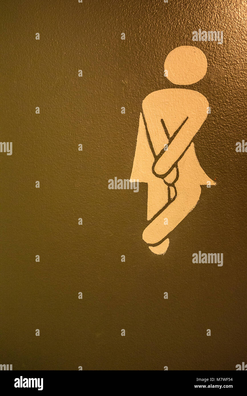 Quebec, Canada.  Restroom Sign for Women. Stock Photo