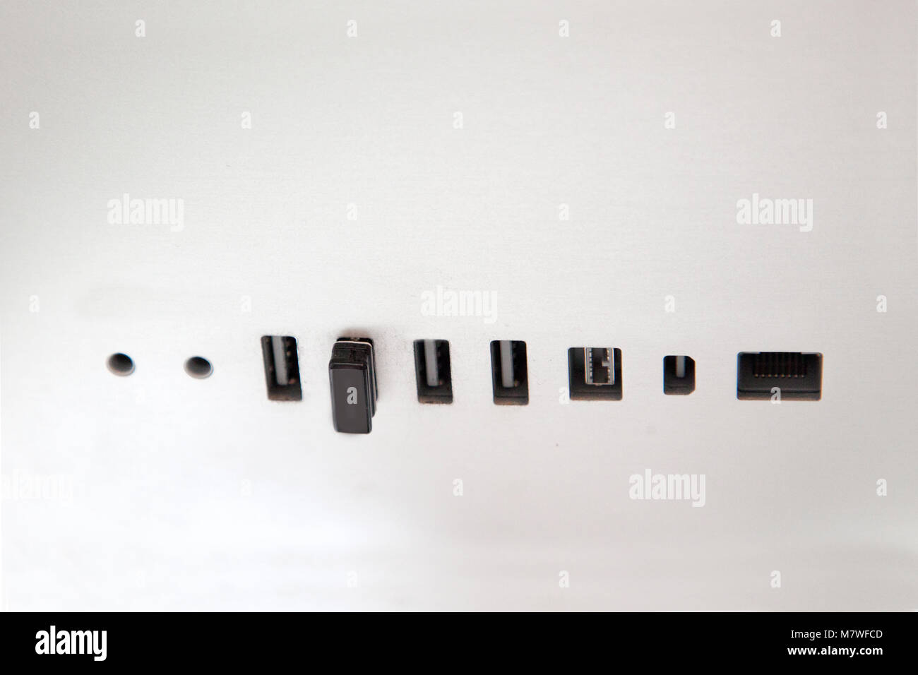 ports in the back of a computer Stock Photo - Alamy
