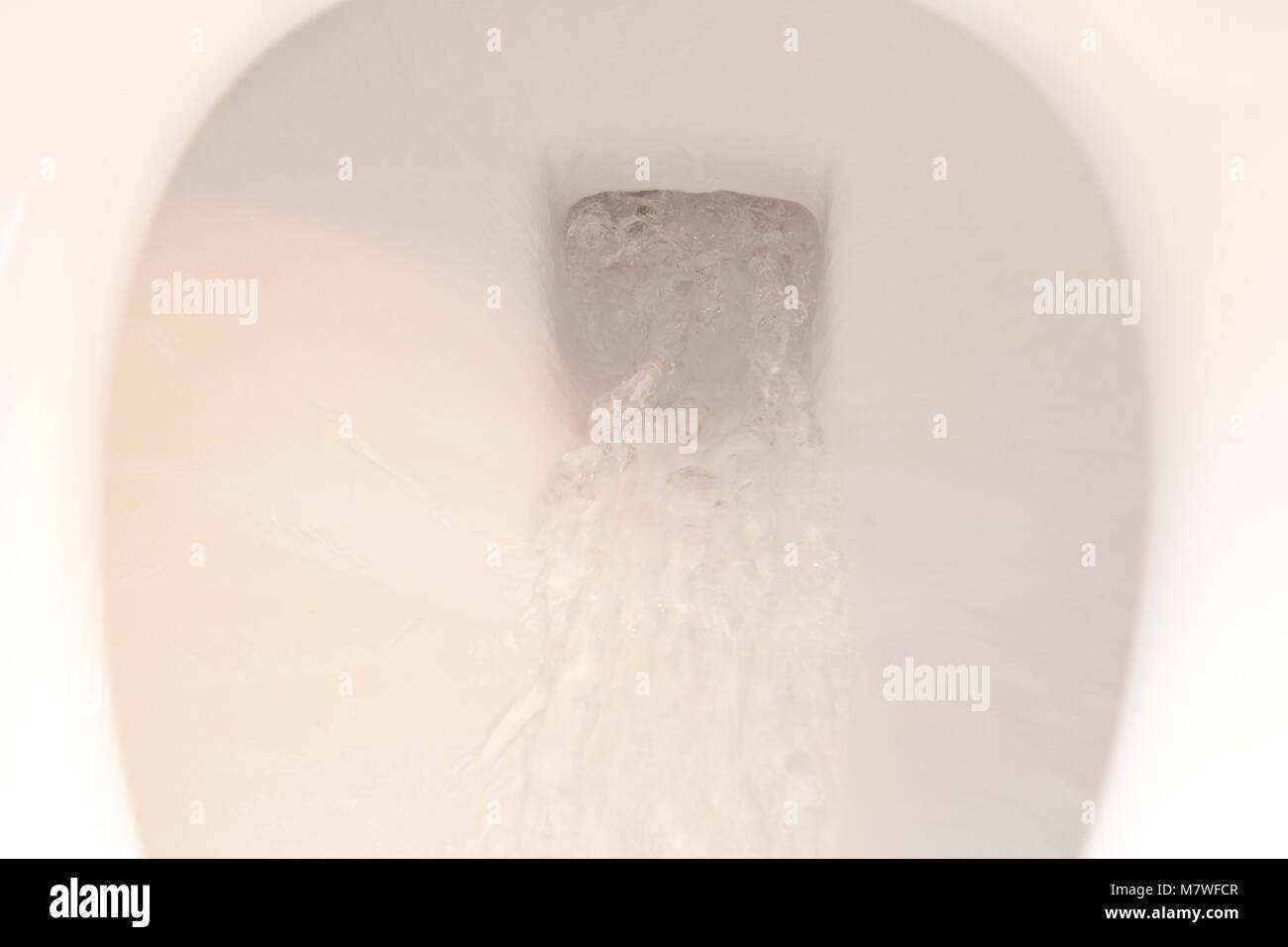water swirling down a flushed toilet Stock Photo Alamy