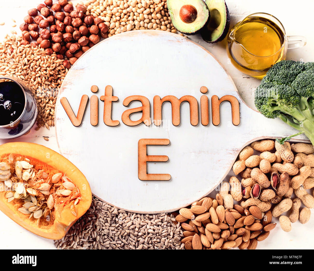 Vitamin E rich food. Top view. Healthy food concept Stock Photo Alamy