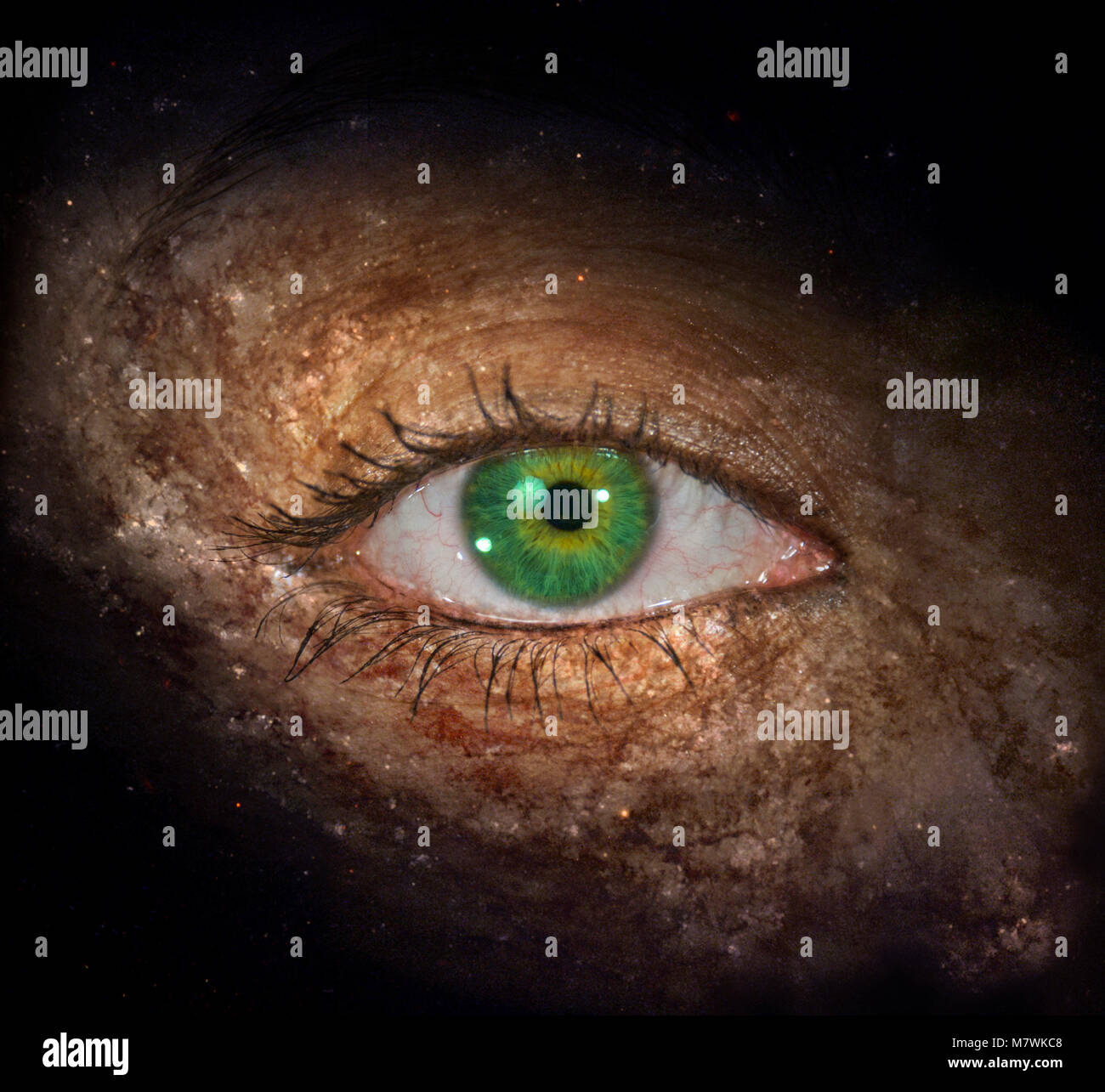 Green Eye in Universe Stock Photo