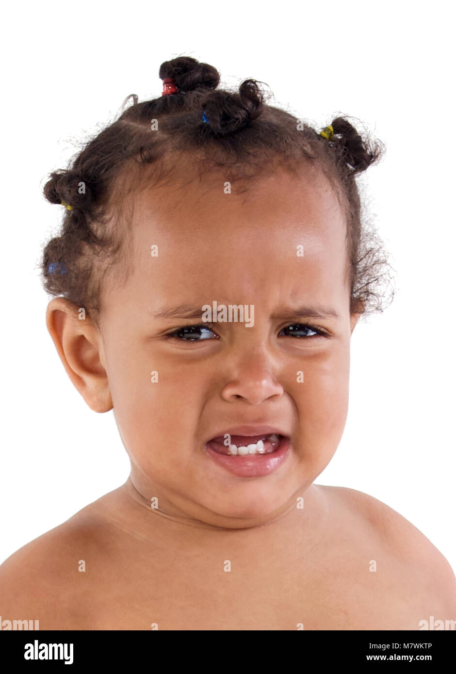 Beautiful Afro American Baby Crying Isolated On A White Background Stock Photo Alamy
