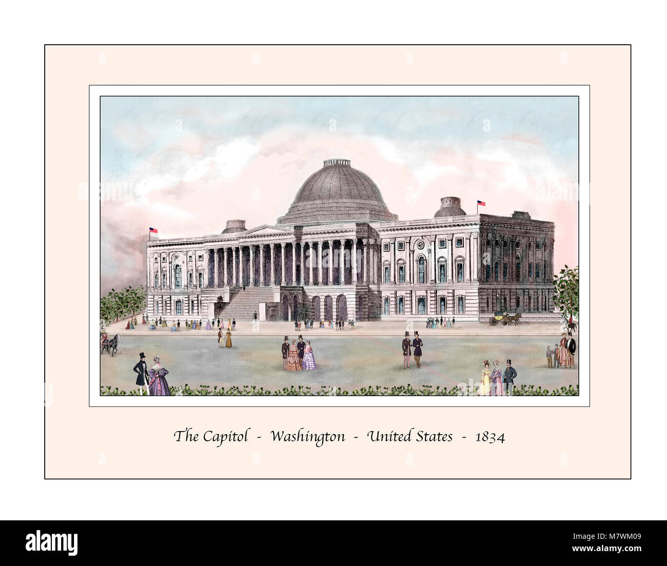 The Capitol Washington USA Original Design based on a 19th century Engraving Stock Photo