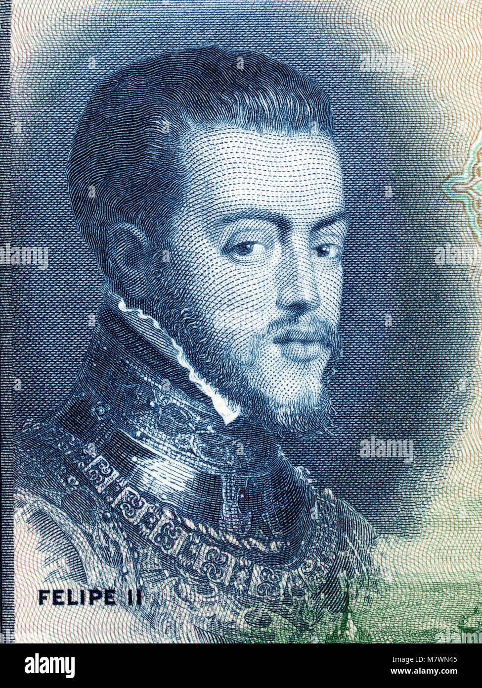 Philip II of Spain portrait from Spanish money Stock Photo