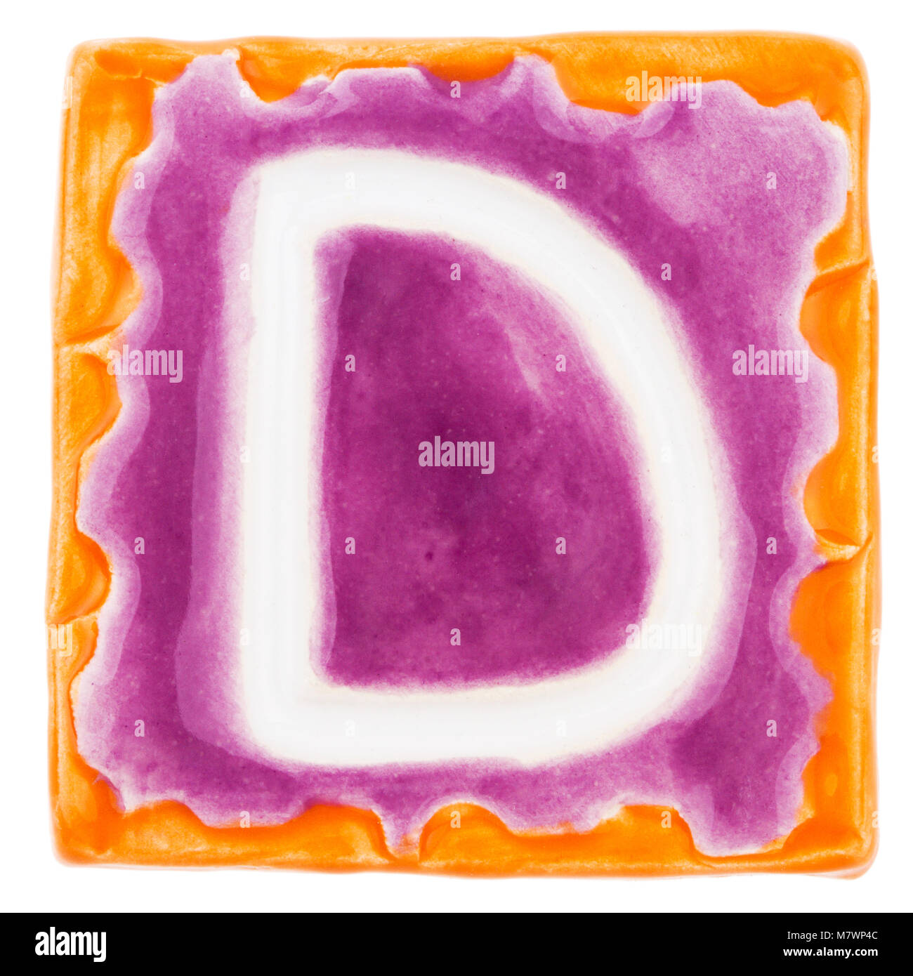 Big size colorful handmade ceramic letter isolated on white background