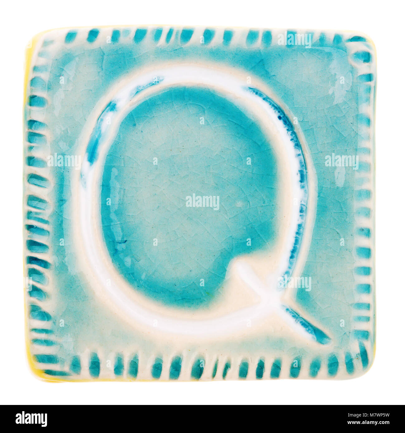 Big size colorful handmade ceramic letter isolated on white background