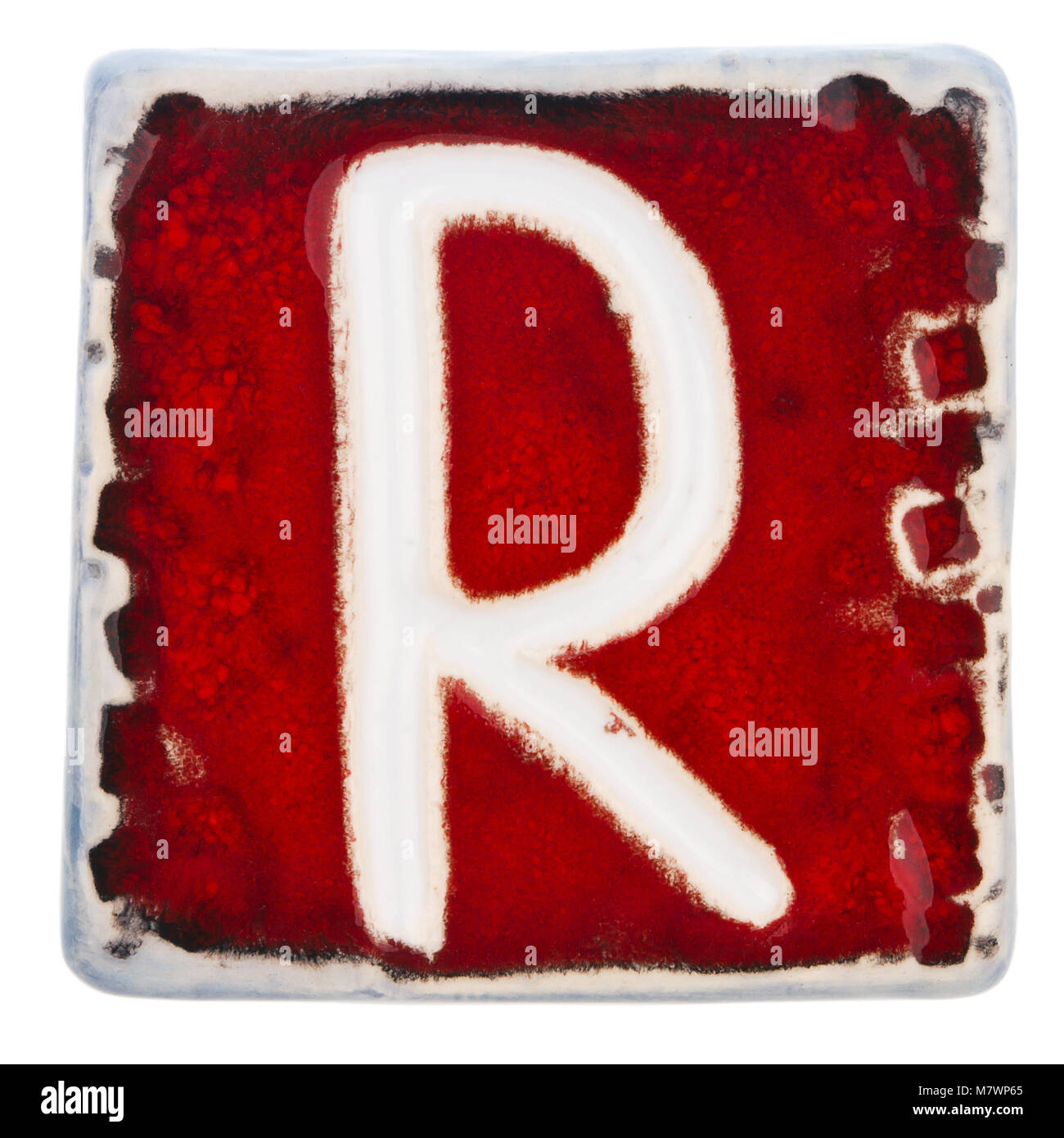 Big size colorful handmade ceramic letter isolated on white background