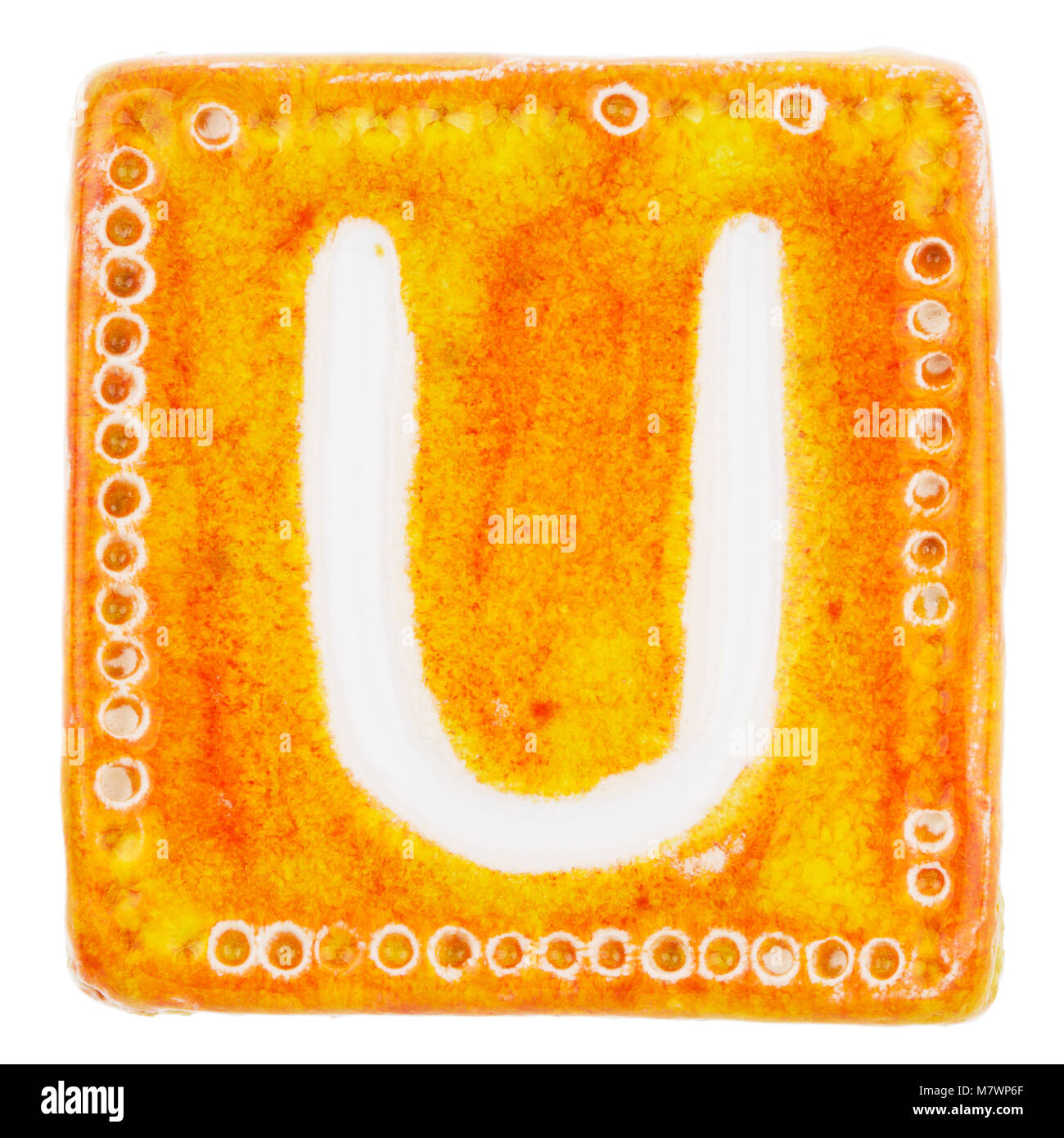 Big size colorful handmade ceramic letter isolated on white background