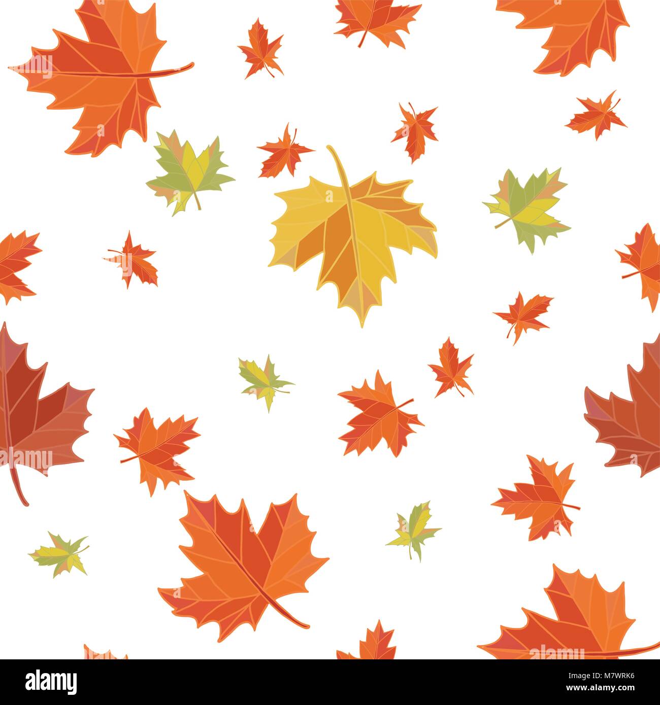 Seamless pattern of autumn leaves background. Maple tree vector ...