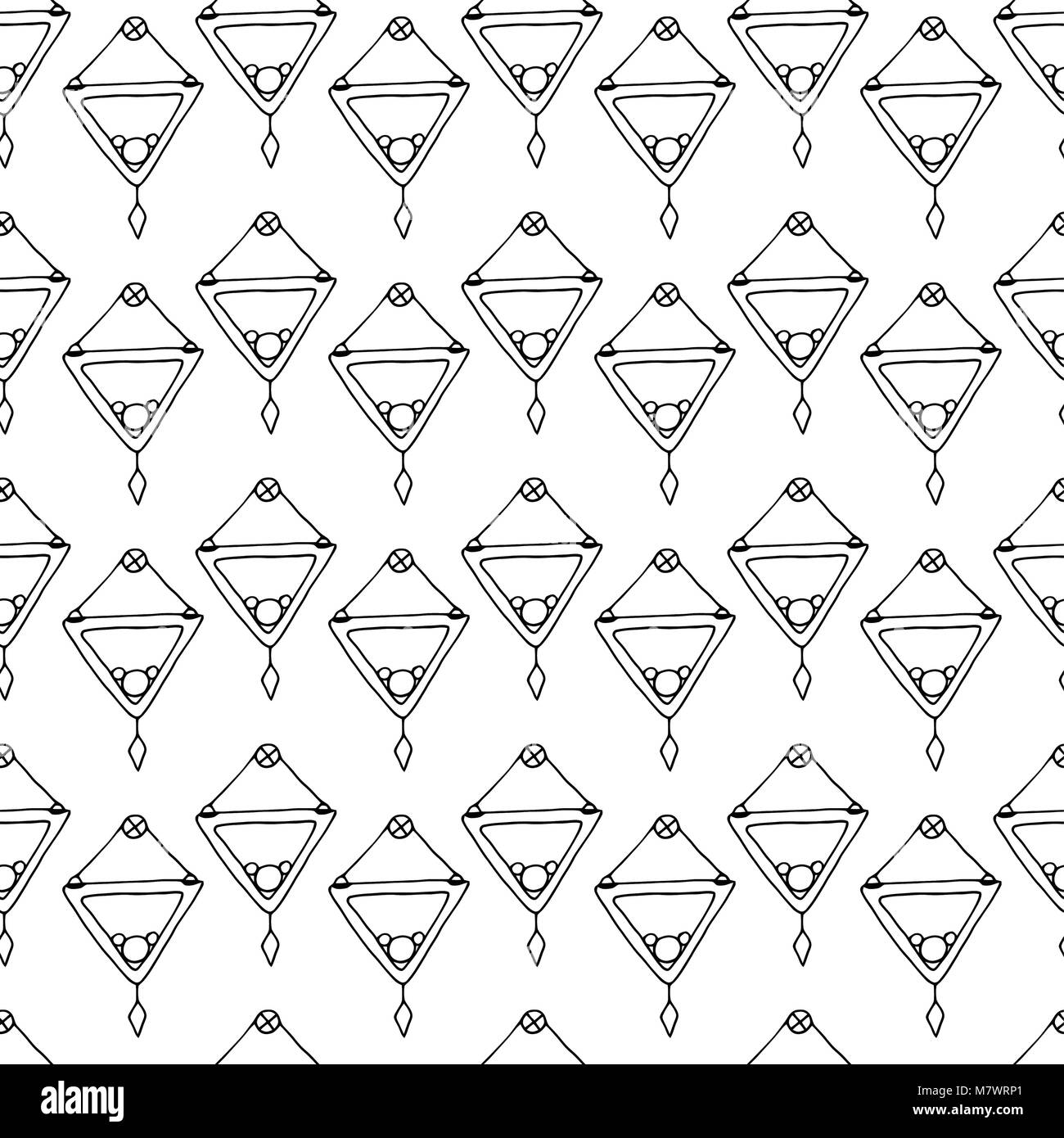 Retro seamless pattern background. Textile boho. Vintage sketch Stock Vector