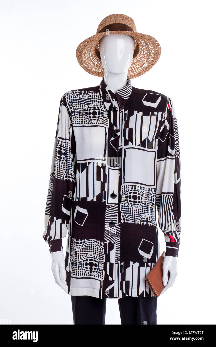 clothes outfit. Black and white shirt 