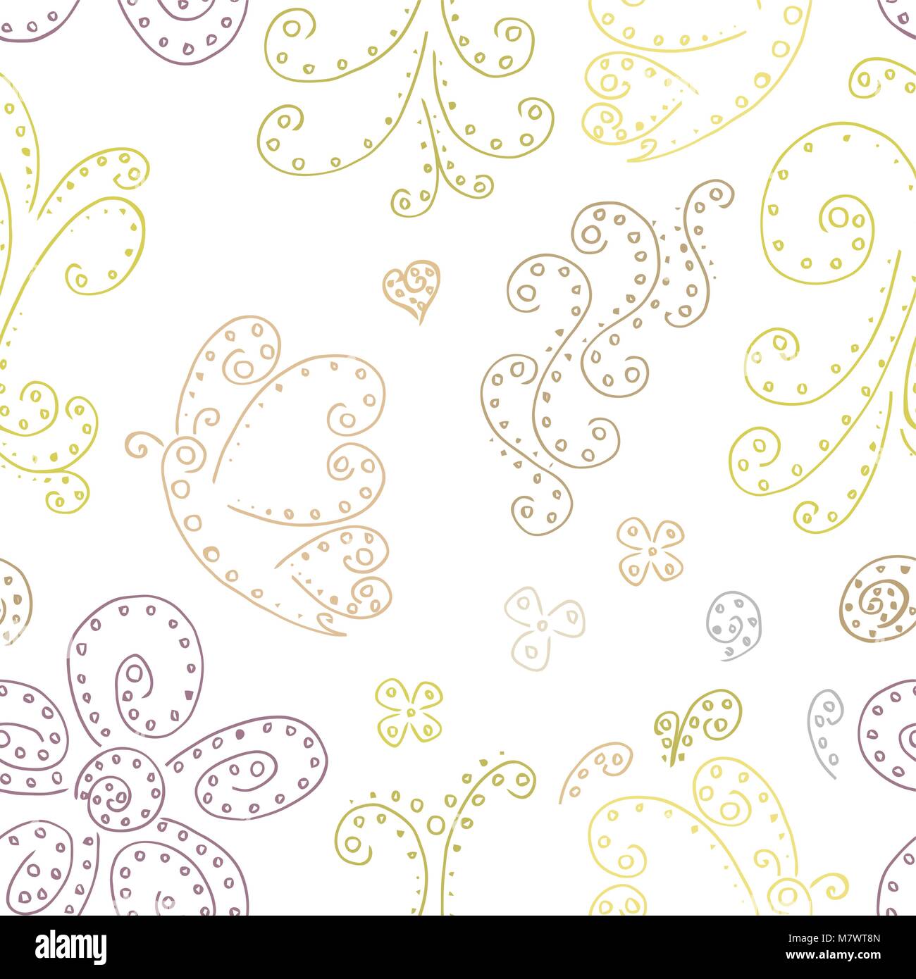 Seamless pattern background with butterflies and flowers. Vector ...