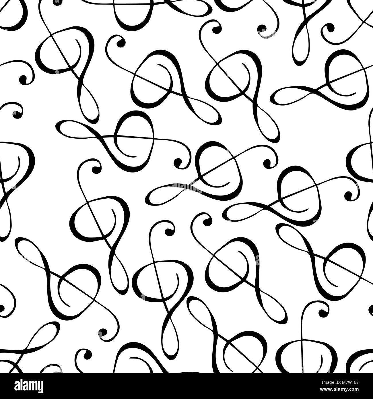 Treble clef seamless pattern background. Musical notes vector ...