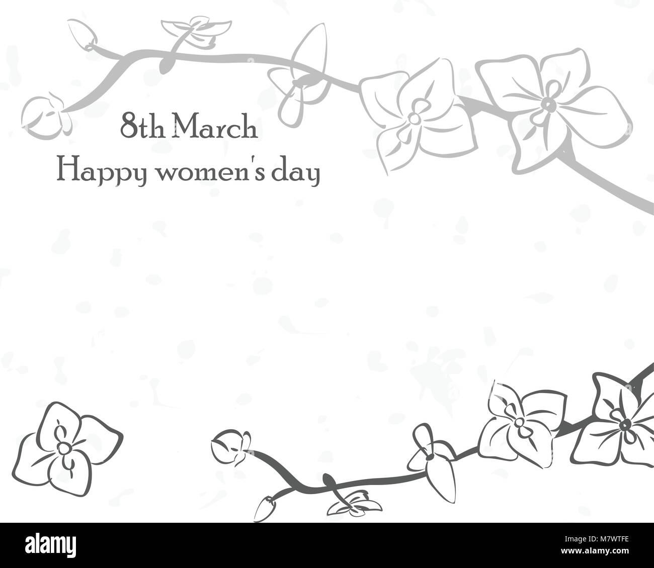 Card International Women's Day. 8 March postcard vector template. Design greeting with orchid flowers Stock Vector