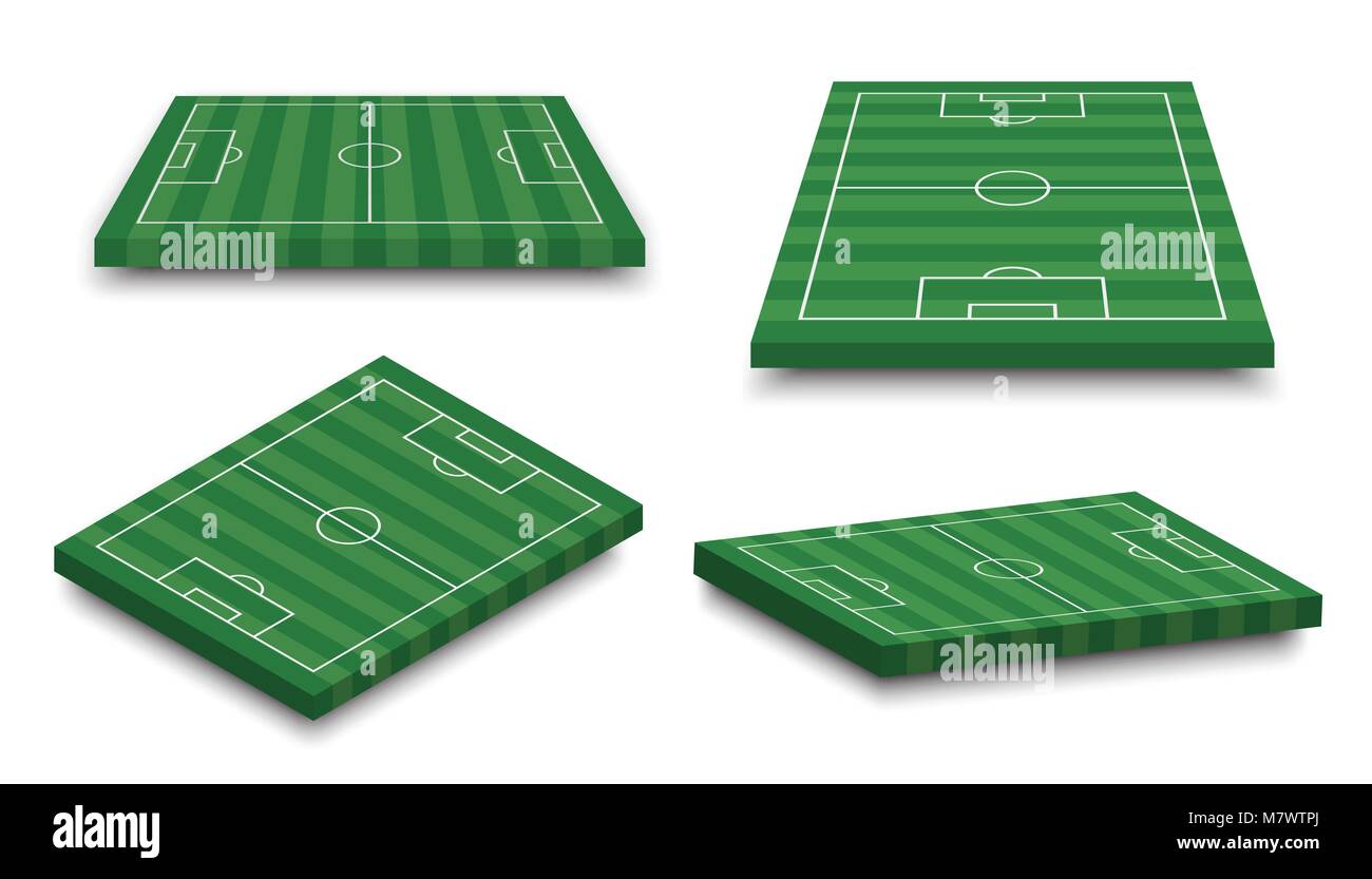Normal Map Football Set of 3D football field on white isolated background . Perspective and ...